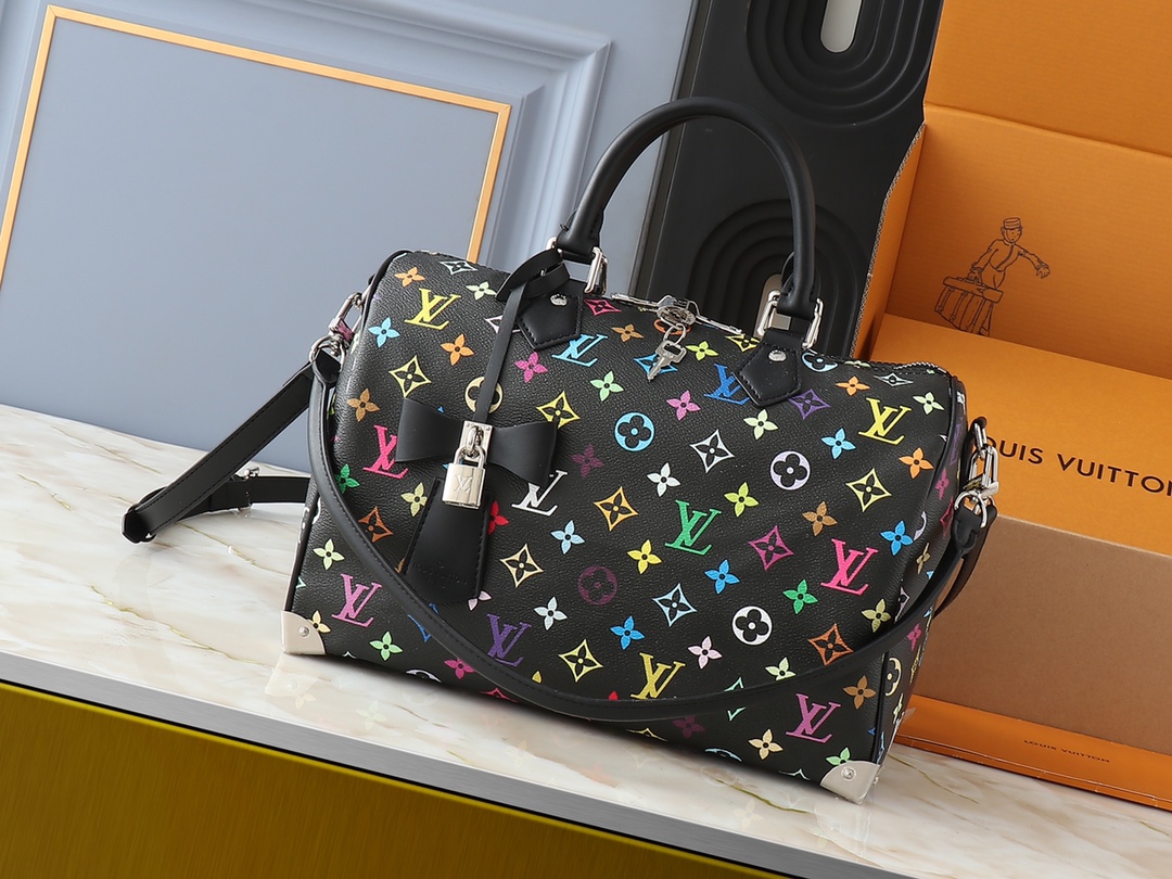 LV Nano Speedy Handbag Monogram Canvas Shoulder Strap